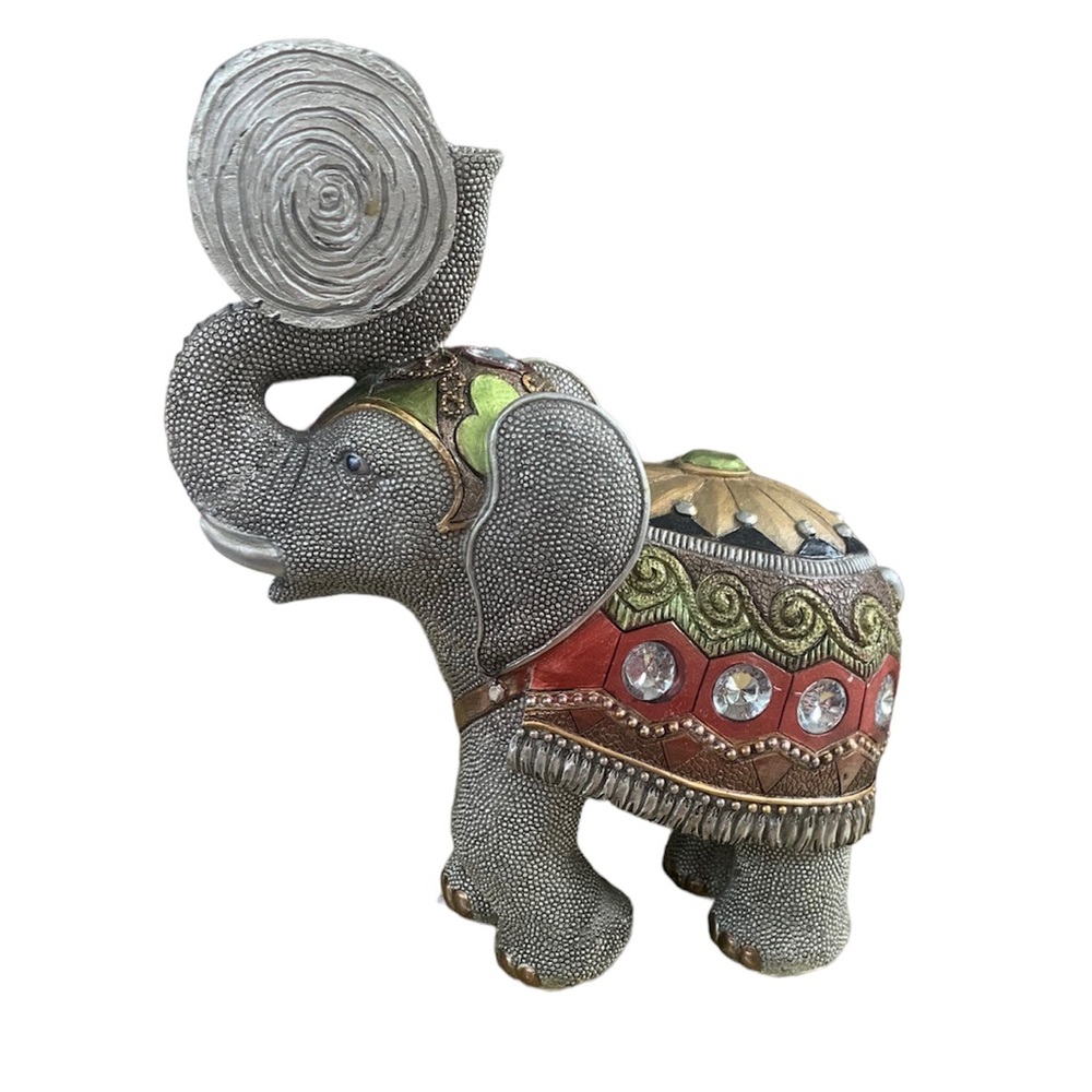 Elephant of Good Fortune Log Balancing Tea Light holder incense burner Crystals